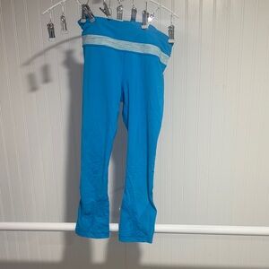 lululemon athletica Kids Turquoise Fold-Over Waist Leggings